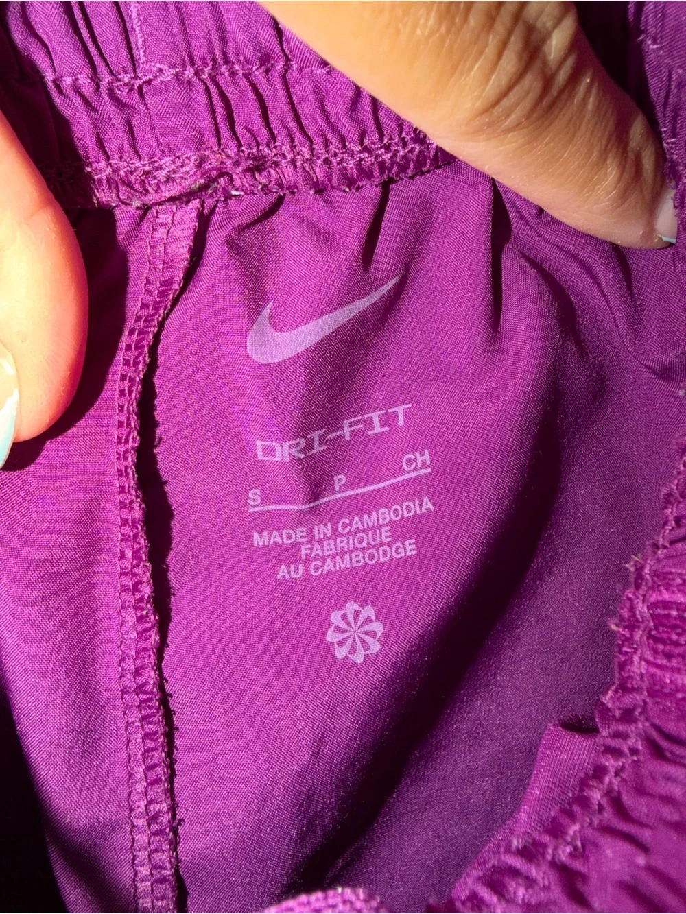 Nike Purple Athletic Shorts with White Swoosh- youth small